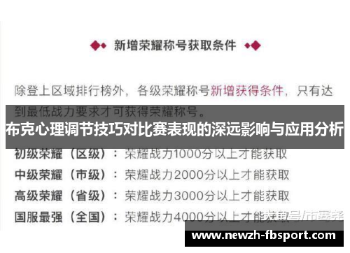 布克心理调节技巧对比赛表现的深远影响与应用分析